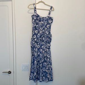 Veronica Beard Blue and White Floral Midi Dress. Size 4